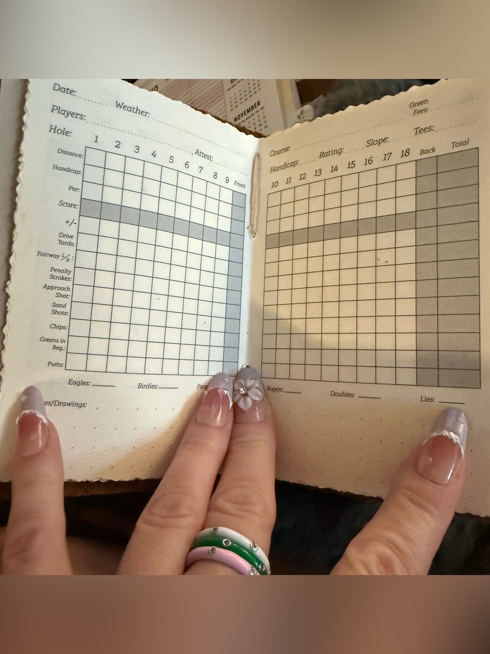 Leather Rustico Golf Log Book with Pocket - Picture 8 of 10